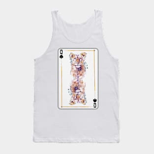 Lioness Head Queen of Spades Playing Card Tank Top